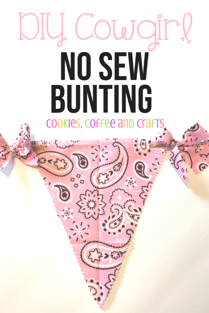 Create an easy no sew cowgirl birthday bunting. Follow this how to with a few supplies and create this simple. fun party decoration. This is great for a party on a budget! #onabudget #party #birthdayparty #cowgirl #bunting #nosew