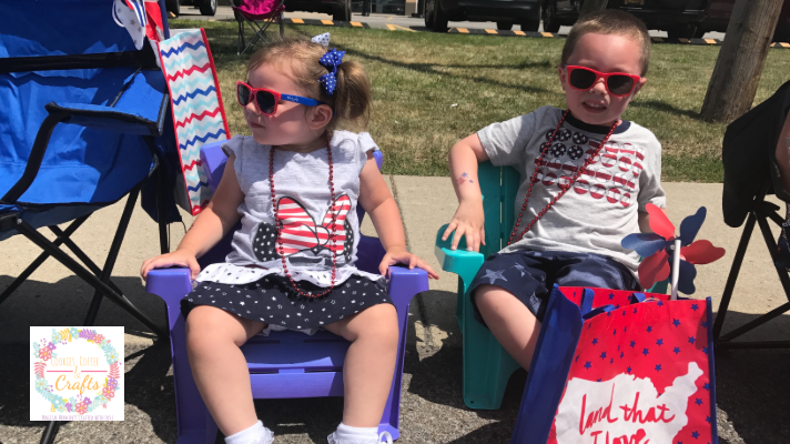 Kids at the 4th of July Parade with Treat Bags