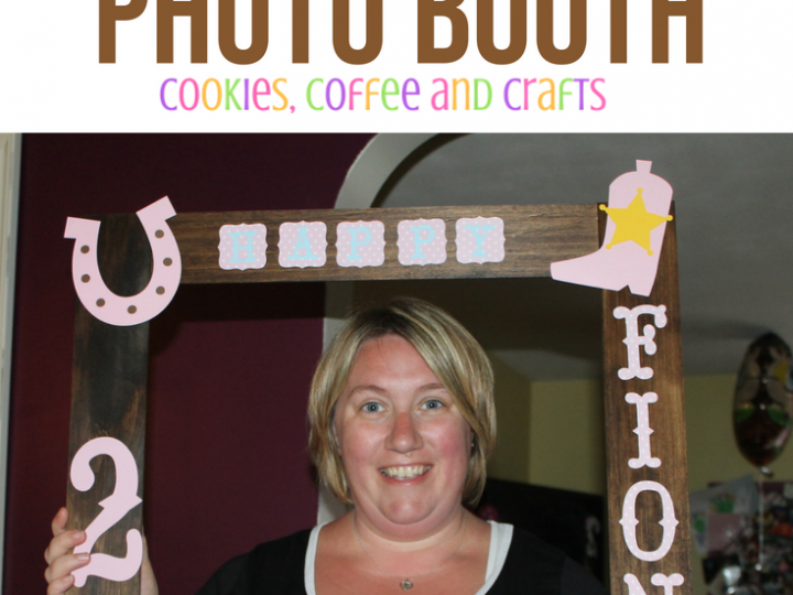 Create a pink cowgirl birthday party for your little girl. Make this easy DIY idea for a fun photo booth. #Cowgirl #Birthday #BirthdayParty #BirthdayDecorations #CricutMade #Pink #PhotoBooth #Country #Wood