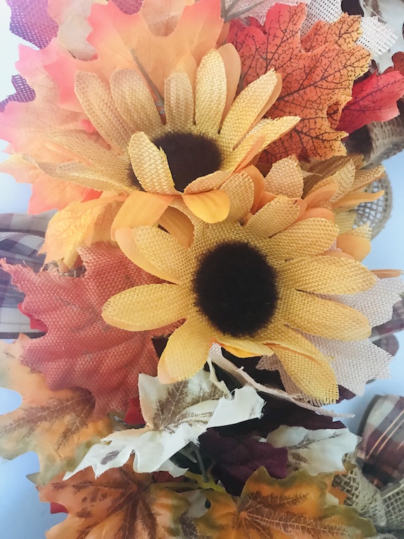Sunflowers and Leaves on Burlap Wreath