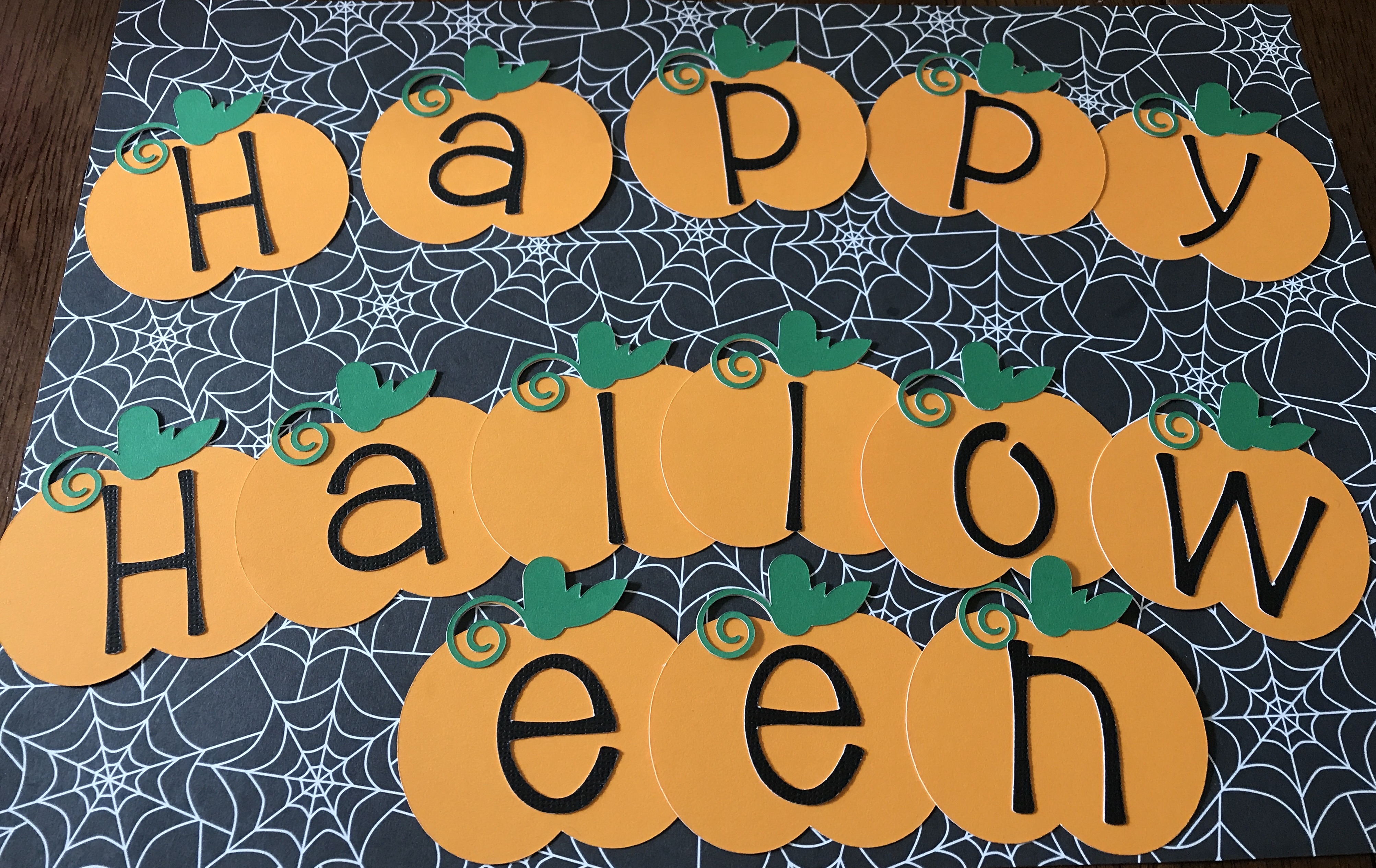 Happy Halloween Banner made with pumpkins