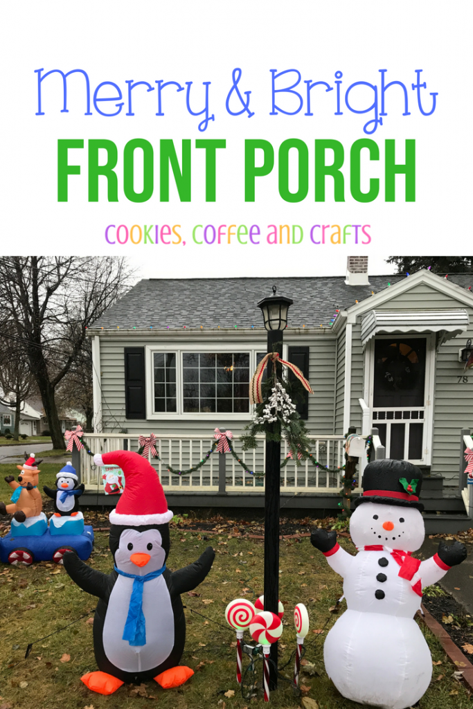 Decorate your front porch for Christmas with easy DIY ideas. Garland, wreaths, signs, and lights make a simple but beautiful Christmas porch. #Christmas #ChristmasPorch #ChristmasIdeas #ChristmasDecor #ChristmasDecorations #Xmas #FrontPorchDecor #Lights #Garland #DIY #FrontPorch