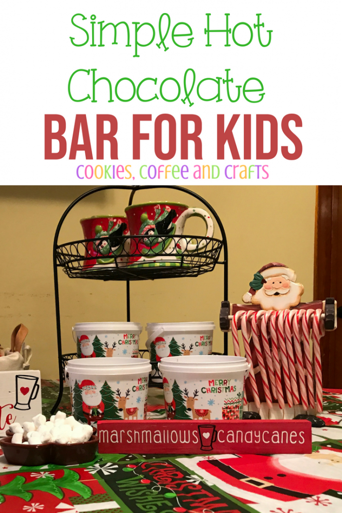 Create a simple hot chocolate bar for kids. This is perfect for Christmas, a party, wedding, or for a cold winter day. Decorate with cute signs, have toppings, and create a cute set up. Head to the Dollar Store and Aldis and create yours. #HotChocolateBar #HotChocolate #Christmas #ChristmasIdeas #ChristmasDecor #DollarStore #Party #Wedding #Kids #DIY #Aldis #HotChocolateSigns #HotChocolateToppings