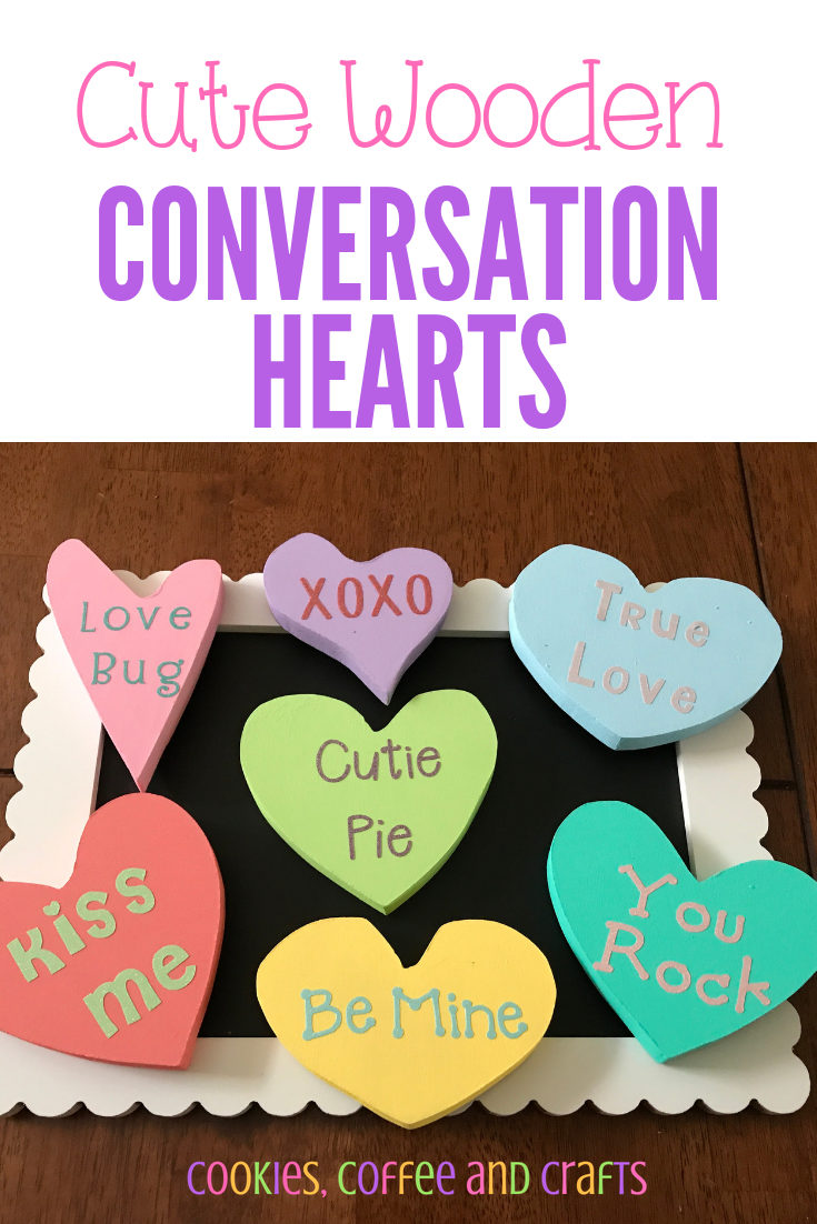 Cute Wooden Conversation Hearts