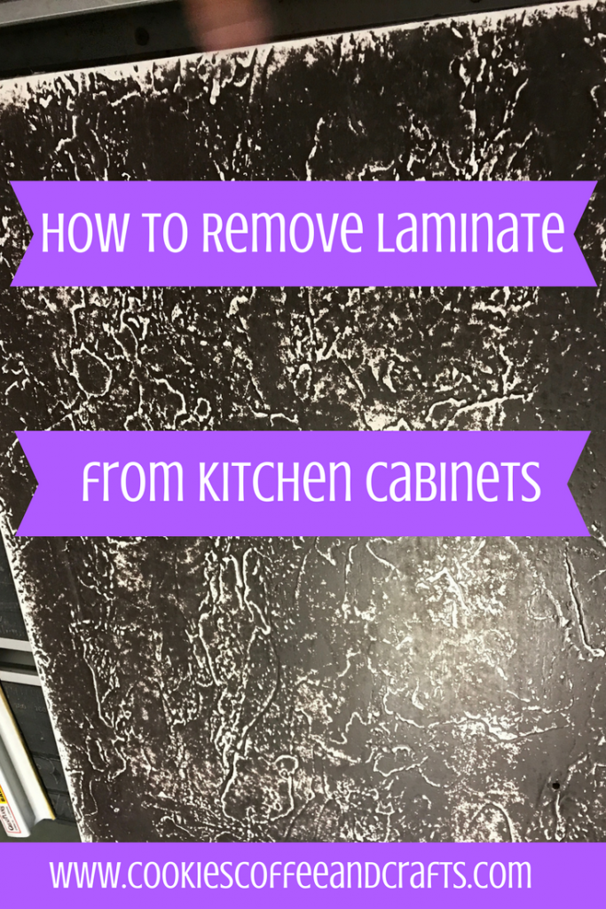 Removing laminate from the kitchen cabinets to create a farmhouse kitchen with shaker style cabinets