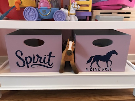 Upcycle Decorative Bins for a Spririt- Horse themed little girls bedroom