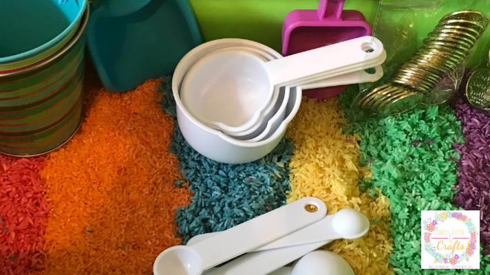 Rainbow Rice St.Patrick's Day Sensory Bin