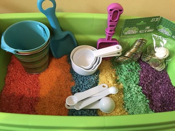 Supplies for St.Patrick's Day Sensory Bin Activity
