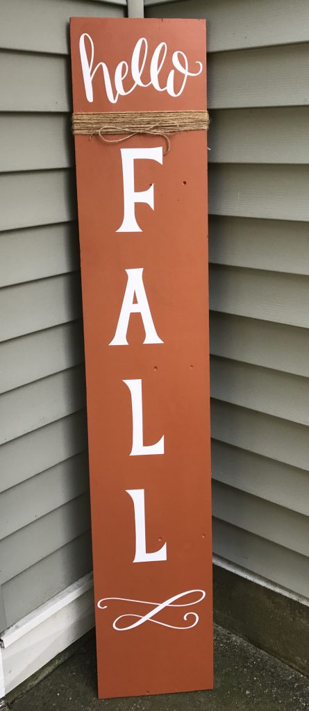 Using your Cricut Maker and vinyl create a fall porch sign to welcome everyone to your home and to celebrate fall