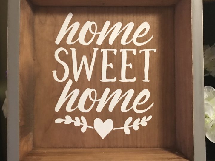 Create and design your own home sweet home farmhouse sign by making a stencil on your Cricut Maker and painting the design onto the wood. Distress the sign and give it a classic farmhouse sign look