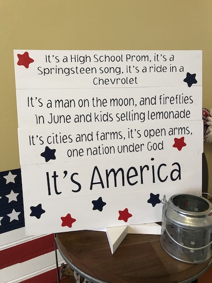 Have fun creating a sign using the chorus from your favorite song. I'm creating an It's America Patriotic Sign for the 4th of July using my Cricut Maker and Cricut Design Space