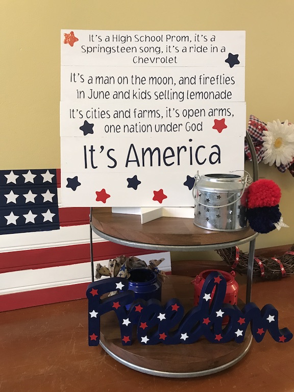 Have fun creating a sign using the chorus from your favorite song. I'm creating an It's America Patriotic Sign for the 4th of July using my Cricut Maker and Cricut Design Space