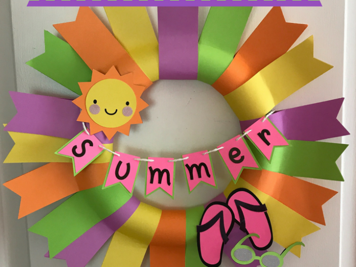 Make this bright and fun summer paper wreath to decorate your front door. Learn how to design this in design space and cut it on your Cricut Maker