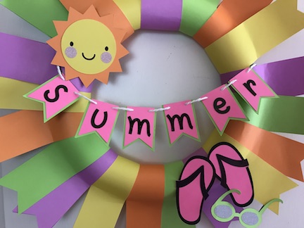 Make this bright and fun summer paper wreath to decorate your front door. Learn how to design this in design space and cut it on your Cricut Maker 