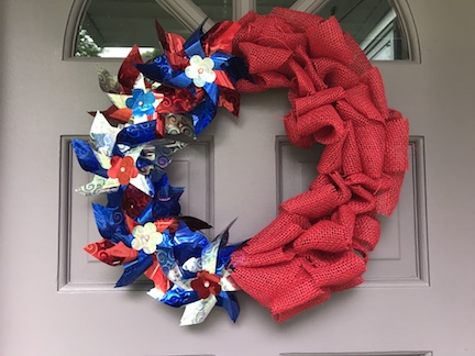 Patriotic Pinwheel Wreath from the Dollar Store