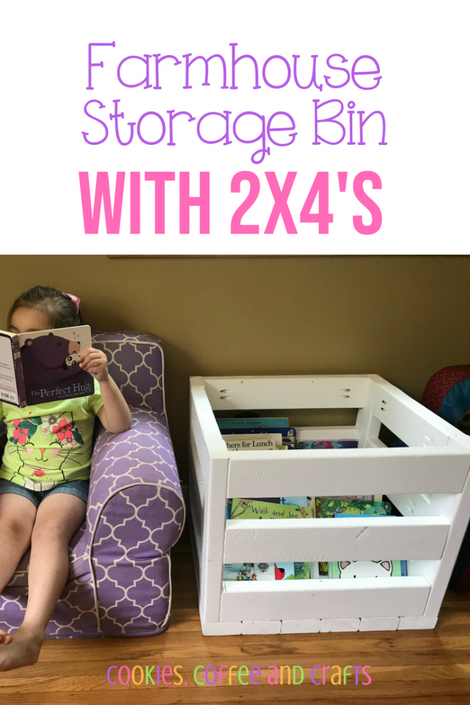 Kids have lots of stuff and add storage to any room of your home with this simple 2x4 project. Create this easy DIY farmhouse storage bin with a touch of rustic. #Storage #2x4 #Rustic #Farmhouse #DIY #Kids #HomeDecor #Farmhousedecor #FarmhouseStyle #FarmhouseLivingRoom