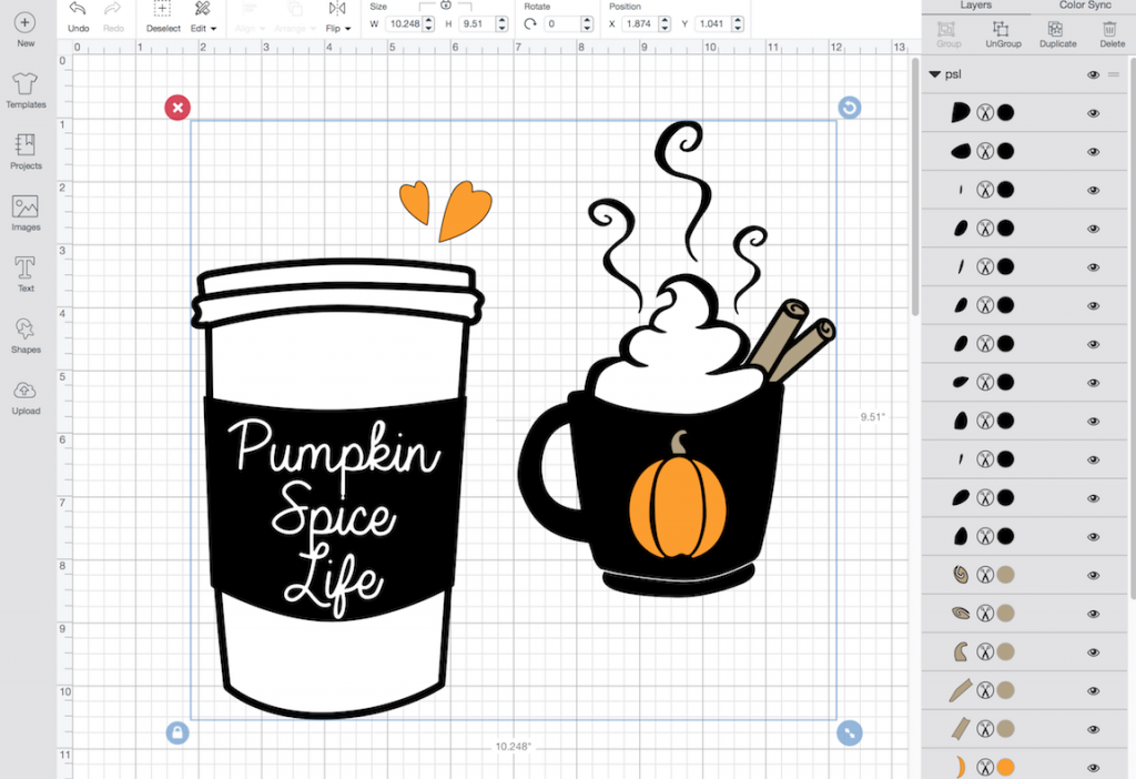 Coffee Cup SVG Design in Cricut Design Space