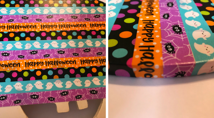 Adding Washi Tape to DIY Picture Frame for Halloween