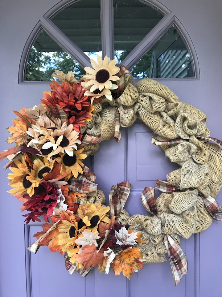 Dollar Store Fall Burlap Wreath