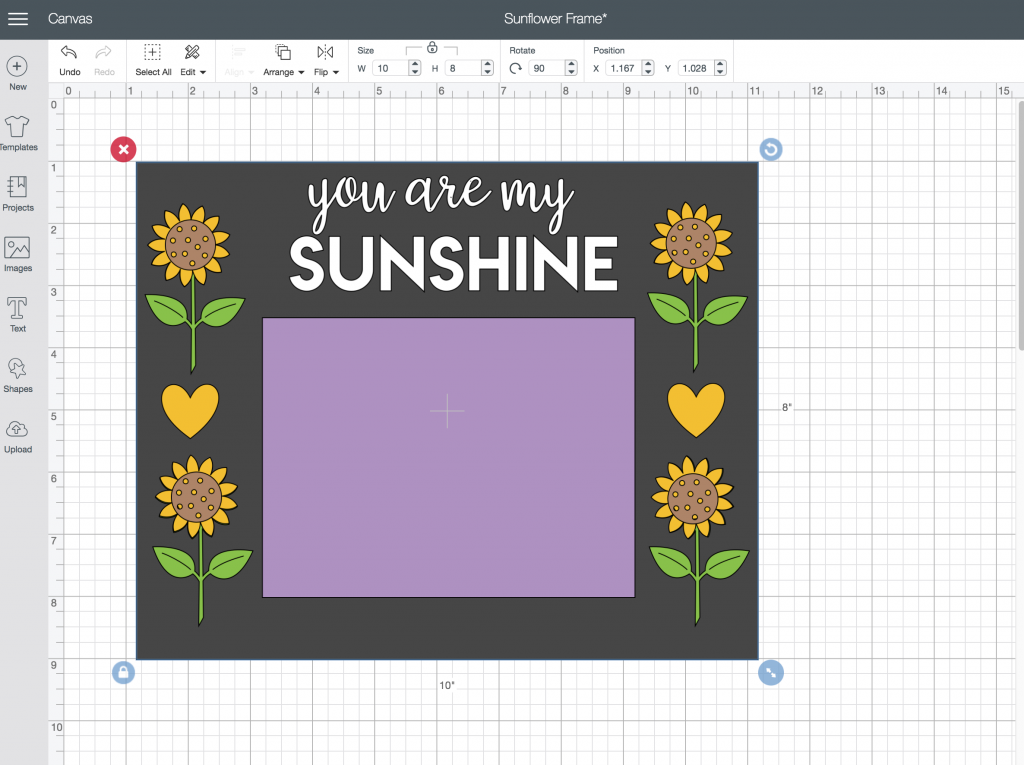 Sunflower Frame in Cricut Design Space 