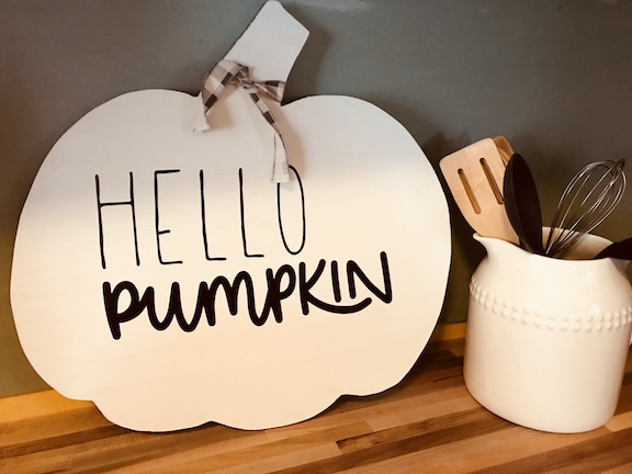 Wooden Pumpkin Sign 