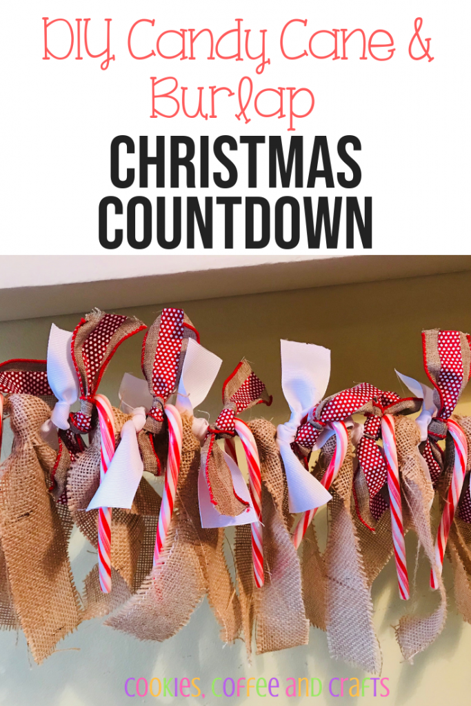 The kids will love counting down the days until Christmas with this candy cane and burlap countdown garland. The children will love eating a candy cane everyday waiting for Santa to come. Follow this easy DIY and create this fun craft. #CandyCane #Burlap #Garland #Christmas #ChristmasIdeas #ChristmasDecor #ChristmasGarland #Kids #ChristmasCountdown #Xmas