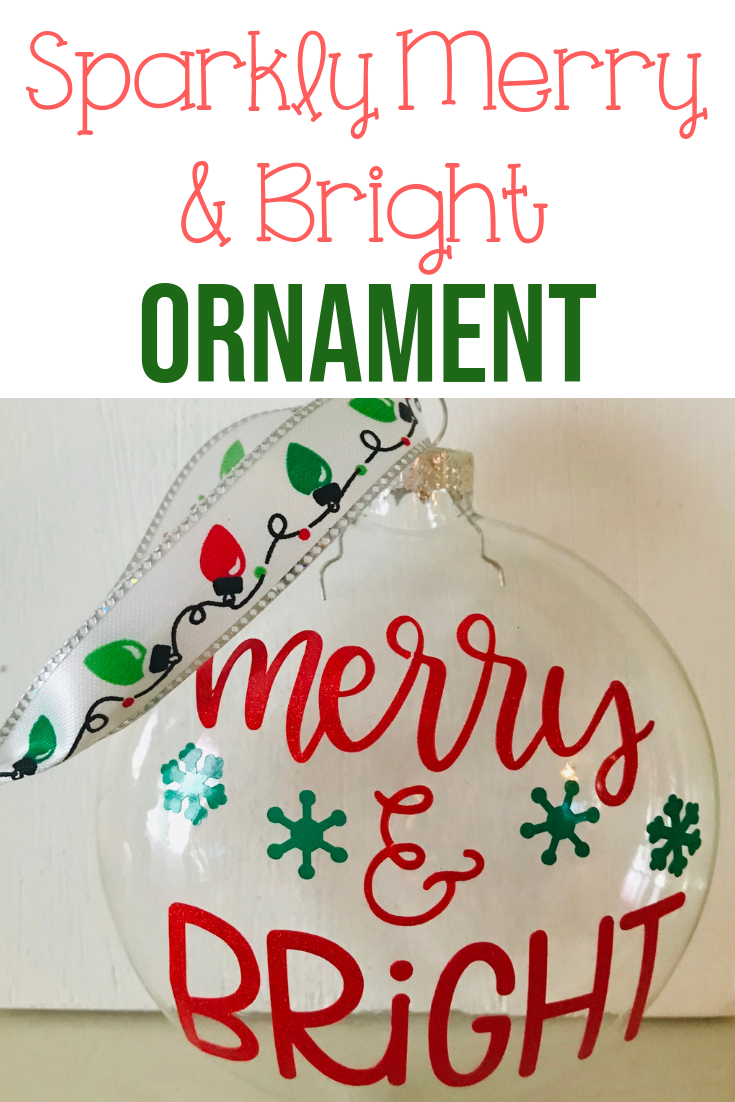 Sparkly Merry & Bright Christmas Ornament