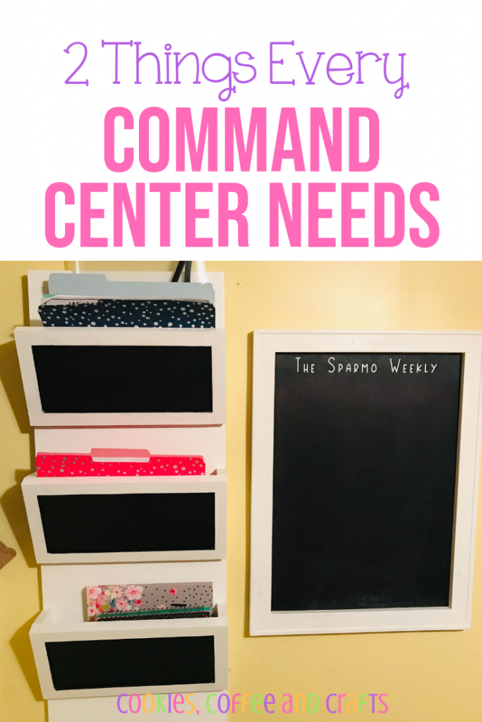 Do you feel overwhelmed by paper work and remembering all your family events? A command center will hlep you stay organized for your family and kids- just use these 2 simple ideas to stay organized. Find out how to make a DIY command center in your kitchen with a farmhouse style. #Chalkboard #CommandCenter #Organize #Organization #Farmhouse #Family #NewYear #Kids