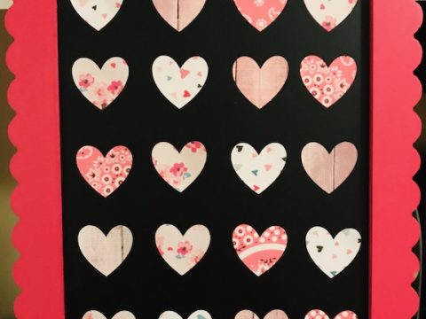 Create simple Valentine's Heart Specimen Art with pretty scrapbook paper. These paper hearts will make a pretty decoration idea from the dollar store. Just follow this easy tutorial. #ValentinesDay #ValentinesDayCraft #PaperCrafts #PaperCraftsIdeas #Valentinesdaydecorations