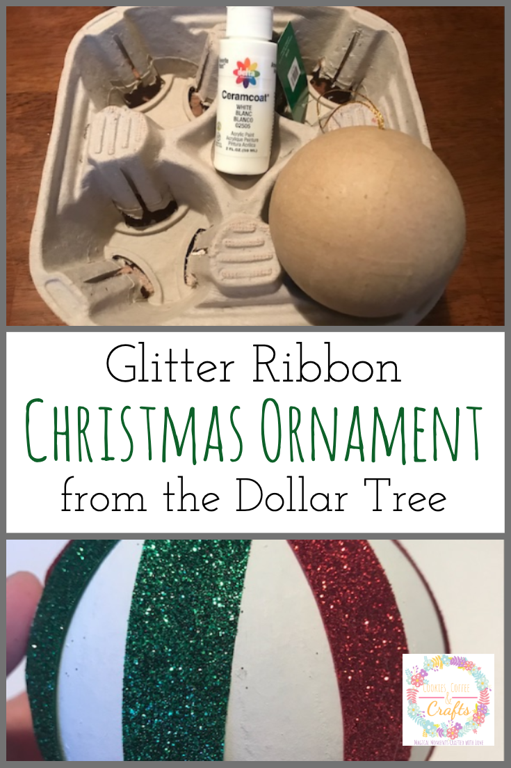 Glitter Ribbon Christmas Ornament from the Dollar Tree