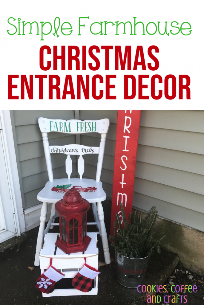 It's beginning to look a lot like Christmas with my farmhouse front entrance/porch decor/entryway decor. These simple outdoor DIY farmhouse ideas are rustic and charming with touches of buffalo check. #Christmas #Christmasdecor #ChristmasPorch #BuffaloCheck #FarmhouseChristmas