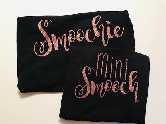  Do you and your daughter have fun nicknames? Use them to create Mommy & Me Shirts for Valentine's Day. These are perfect for your daughters and great for any occastion in life. Learn how to make Glittery Mommy & Me Valentine's Day Shirts. #MommyandMe #Mommydaughter #Valentines #ValentinesDay #CricutMade #Cricut 