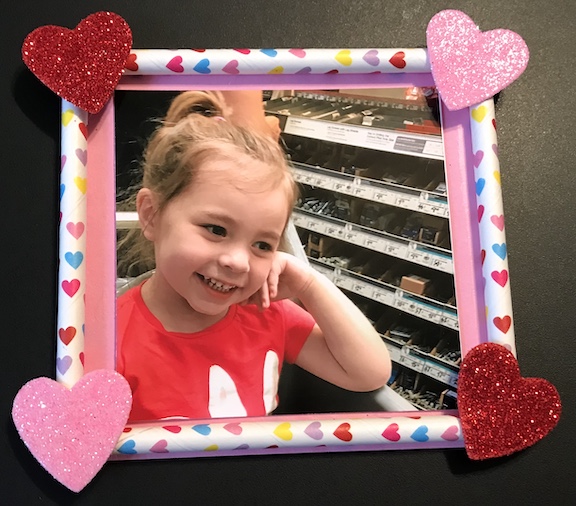 Easy and Cute Paper Straws Picture Frame Valentine's Day Craft for Kids