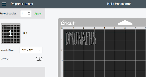 Hello Handsome SVG in Cricut Design Space