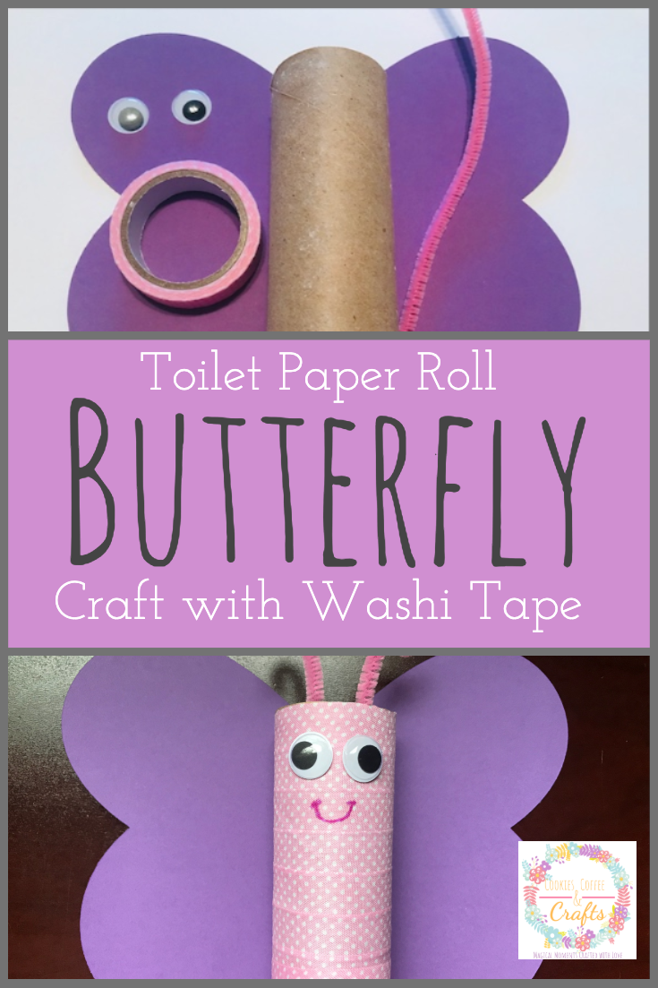 Toilet Paper Roll Butterfly Craft with Washi Tape