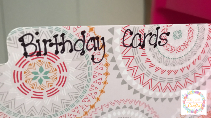 Storage Idea for Greeting Cards with Labeled Organizers 