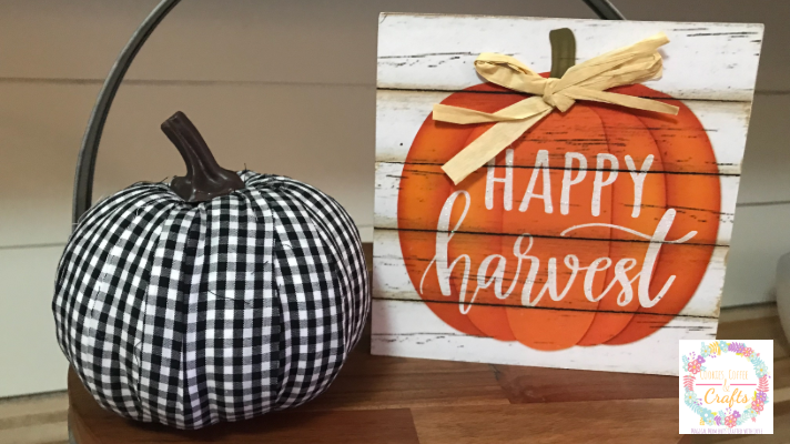 Buffalo Check Fabric Pumpkin with Fall Decor 