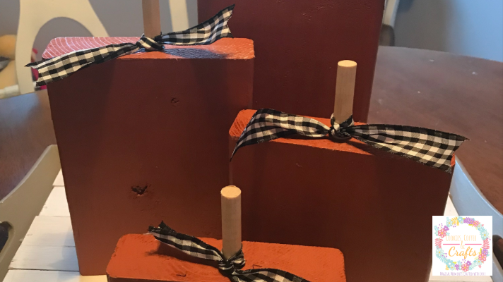 Buffalo Check Ribbon on Rustic Wood Pumpkins