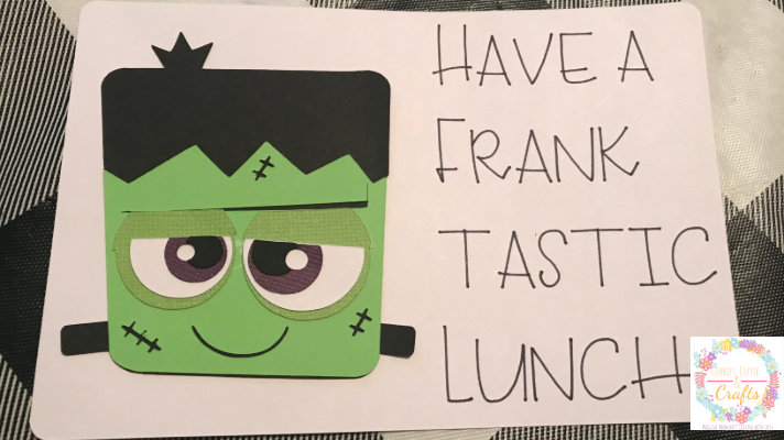 DIY KId Frienldy Frankenstein Halloween Lunch Box Note