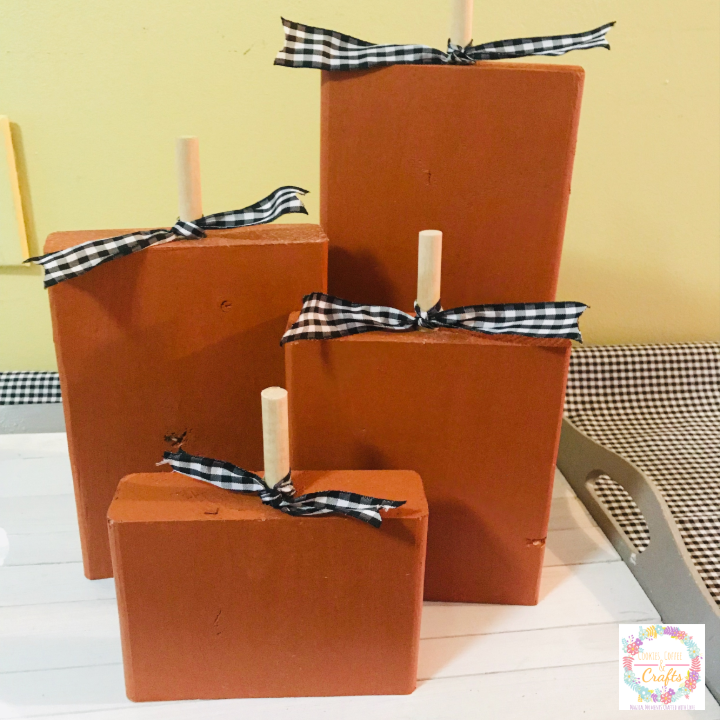 Wooden Pumpkin Blocks as Fall Decor 