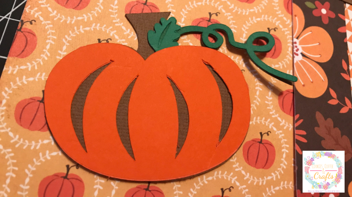 Pumpkin made from scrapbook paper for fall scrapbook page