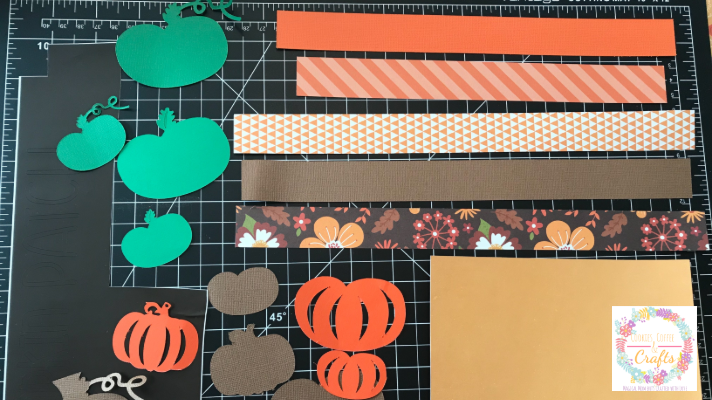 Scrapbook pieces from Cricut Design Space pumpkin patch scrapbook layout