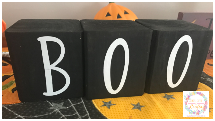 Boo Wooden Ghost Halloween Blocks displayed horizontal