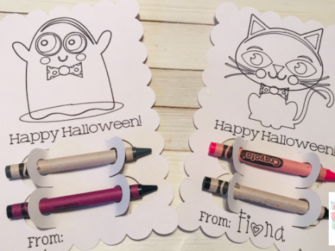 Halloween Coloring Cards with Crayons