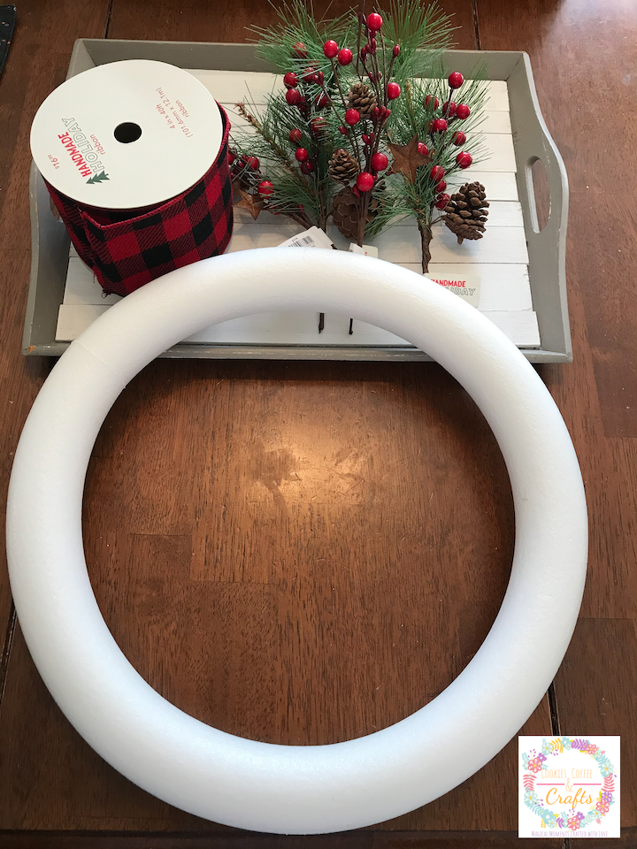 Supplies for Buffalo Check Wreath Tutorial 