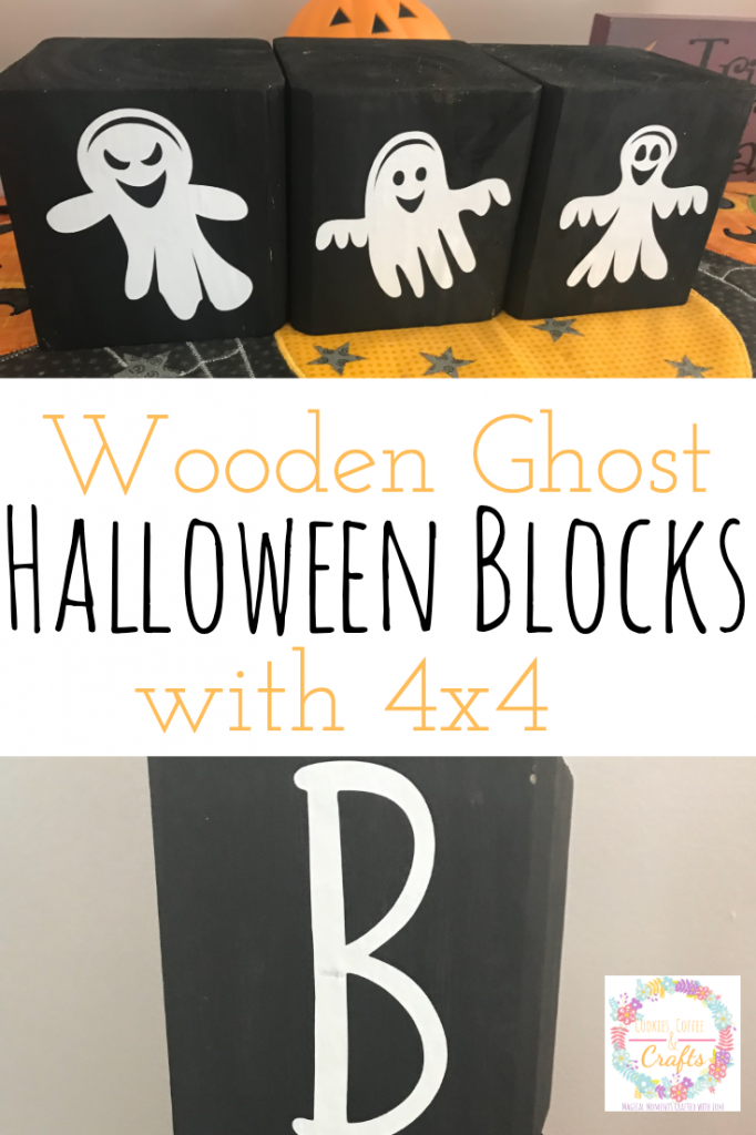 Wooden Ghost Halloween Blocks with 4x4