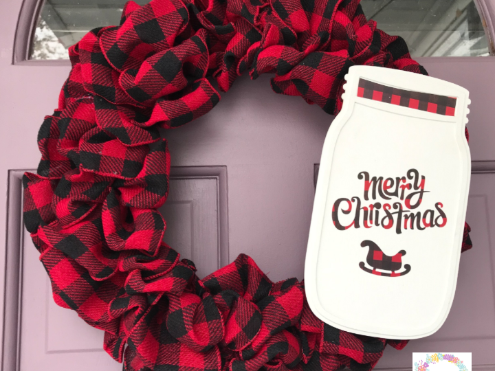 Buffalo Check Christmas Wreath with Mason Jar