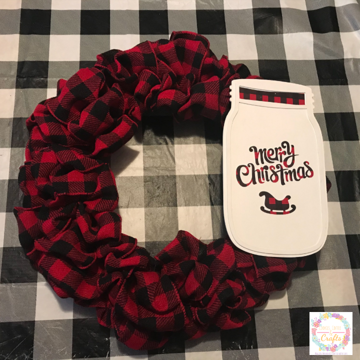 Buffalo Check Christmas Wreath with mason jar