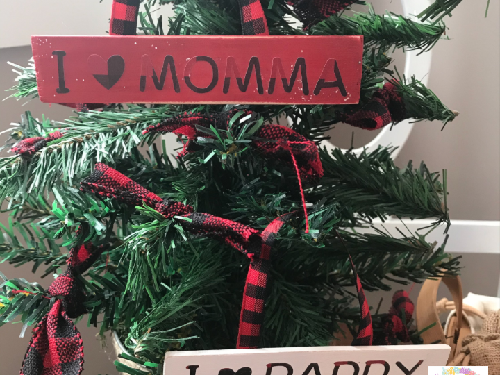 Paint Stick Christmas Ornaments on Christmas Tree