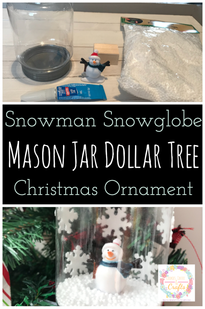 Snowman Snowglobe Mason Jar Dollar Tree Christmas Ornament